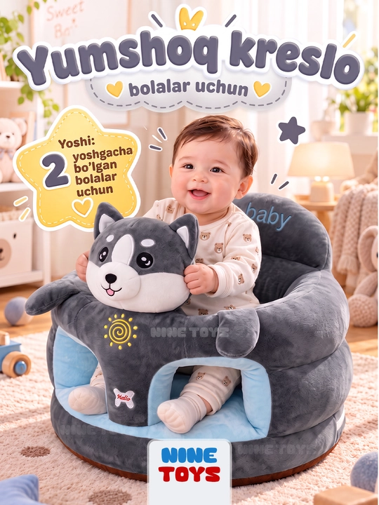 Yumshoq kreslo va bolalar divani - bolalar uchun qulay o‘yinchoq o‘rindiq