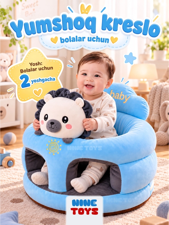 Yumshoq kreslo va bolalar divani - bolalar uchun qulay o‘yinchoq o‘rindiq