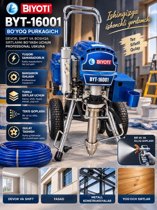 Airless yuqori bosimli bo‘yoq sepish apparati - 