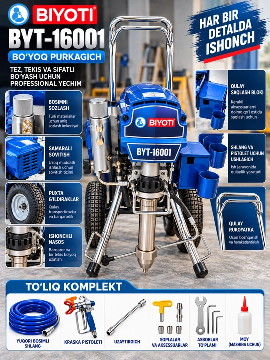 Airless yuqori bosimli bo‘yoq sepish apparati