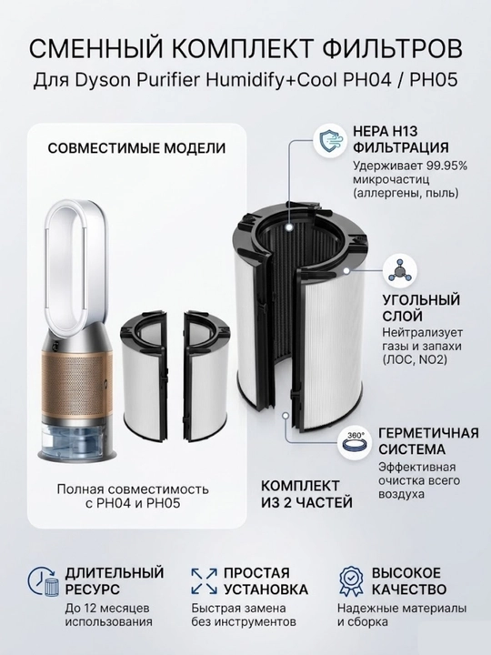 Dyson Purifier Humidify+Cool PH04 / PH05 uchun almashtiriladigan filtrlar to'plami - 