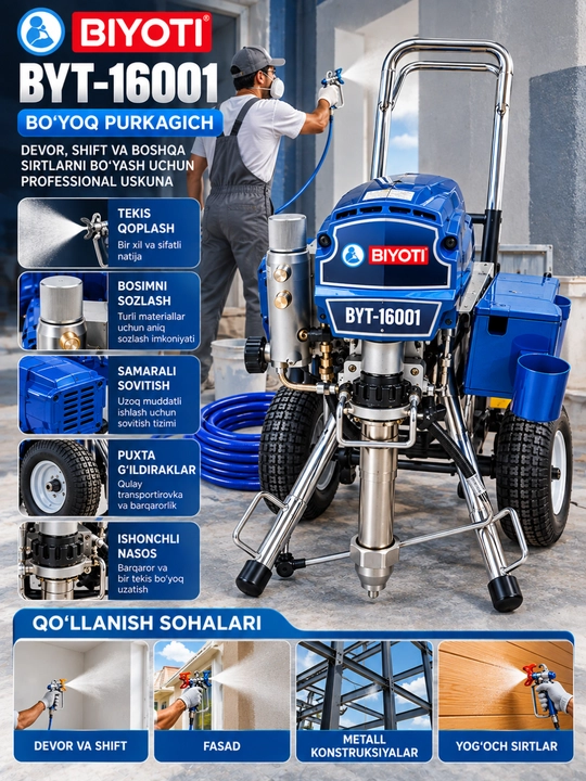 Airless yuqori bosimli bo‘yoq sepish apparati