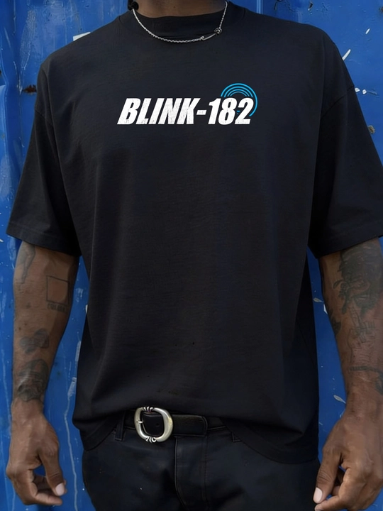 LMBYT qora oversayz futbolkasi, Blink-182 rok printi bilan