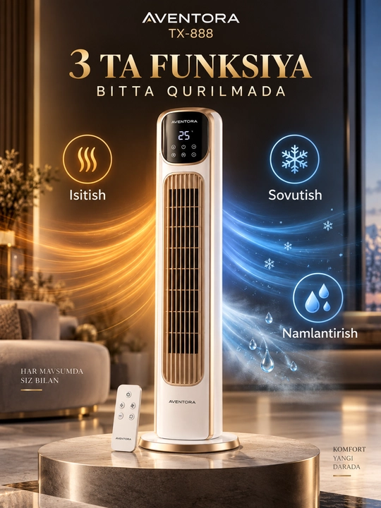 AVENTORA TX-888 климатический прибор с функциями обогрева, охлаждения и увлажнения 1600 Вт