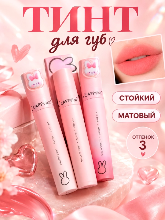 Cappuvini lab bo'yog'i, mat, uzoq muddatli - 