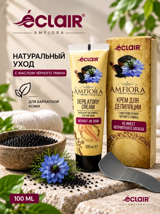 ECLAIR AMFIORA qora zira moyi qo‘shilgan depilyatsiya kremi — 100 ml