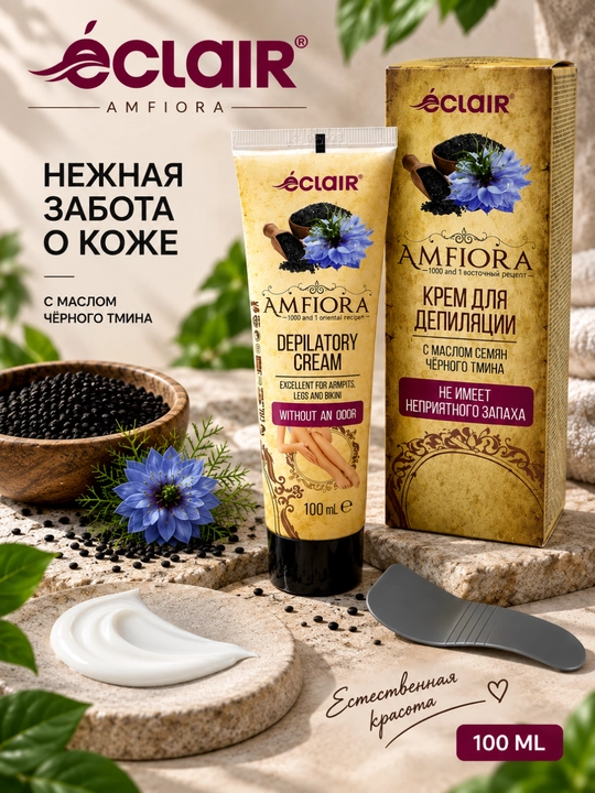 ECLAIR AMFIORA qora zira moyi qo‘shilgan depilyatsiya kremi — 100 ml