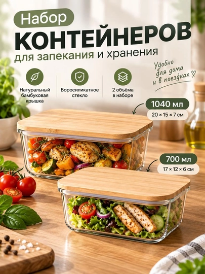 Стеклянные контейнеры для запекания и хранения, 1 шт , 650 мл, 700 мл, 1000 мл, 1040 мл