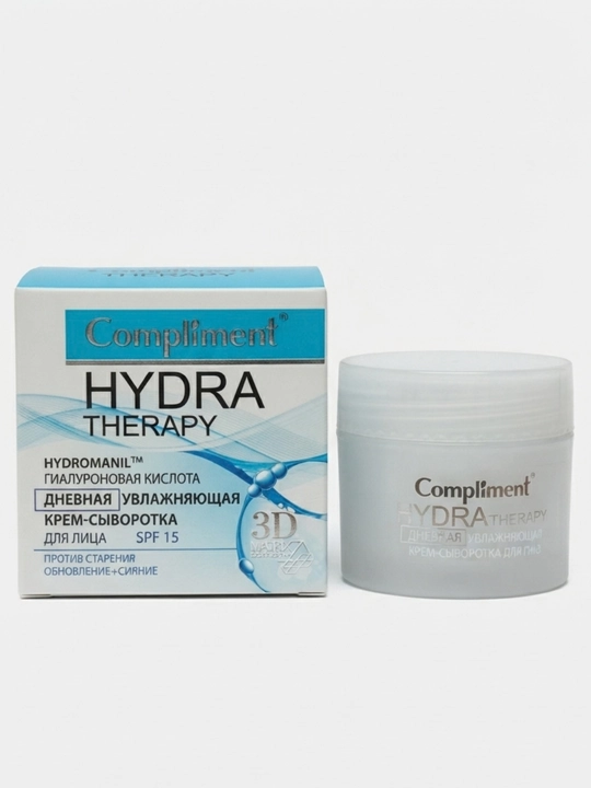 Дневной увлажняющий крем-сыворотка для лица Compliment Hydra Therapy SPF 15, 50 мл - 