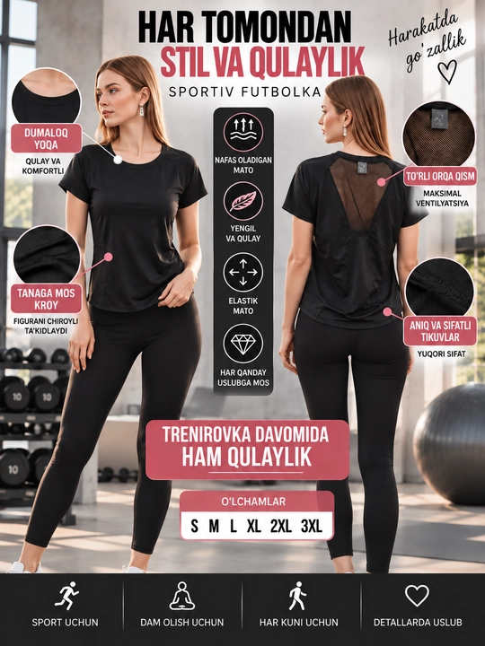 Ayollar kompression futbolkasi sport va fitnes uchun qomatni tortuvchi termo top, yengil