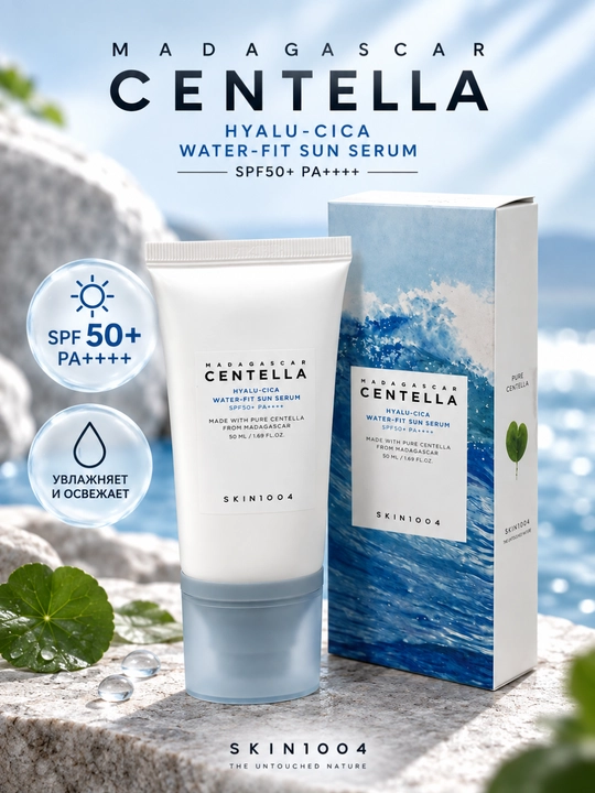 KIN1004 MADAGASCAR CENTELLA AIR-FIT SPF50+ PA++++ — yuz uchun yengil quyosh himoya kremi
