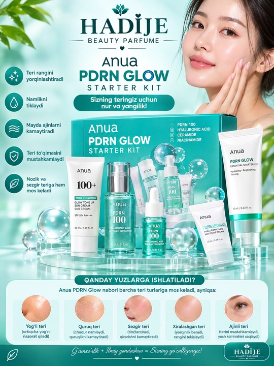 Anua PDRN Glow 100 Starter Kit набор для ухода за лицом гиалуроновой кислотой увлажнение