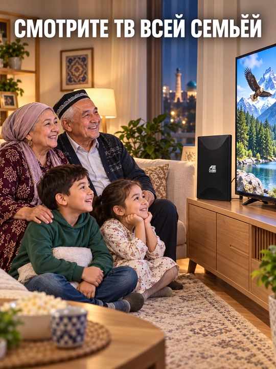 AE-04 DVB-T2 faol televizor antennasi,xona va tashqi o‘rnatish uchun,10m kabel,va adapter