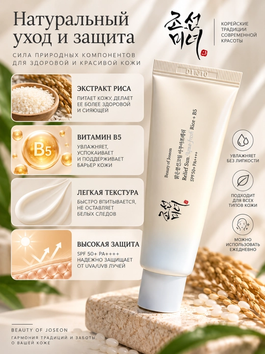 Солнцезащитный крем для лица Beauty of Joseon SPF 50+ PA++++, 50 мл