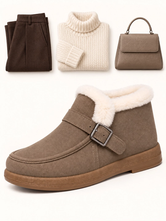 DISHER CozyBuckle ayollar issiq botinkalari, mo‘ynali 36–41 o'lcham