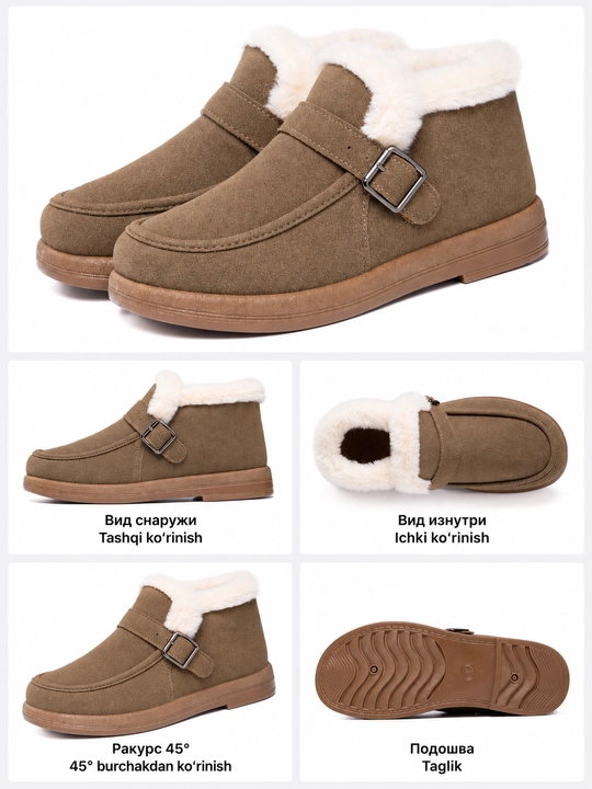 DISHER CozyBuckle ayollar issiq botinkalari, mo‘ynali 36–41 o'lcham