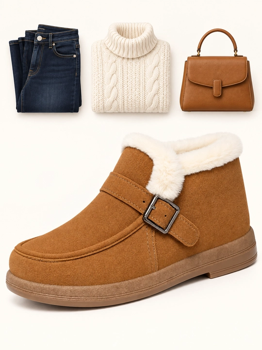 DISHER CozyBuckle ayollar issiq botinkalari, mo‘ynali 36–41 o'lcham
