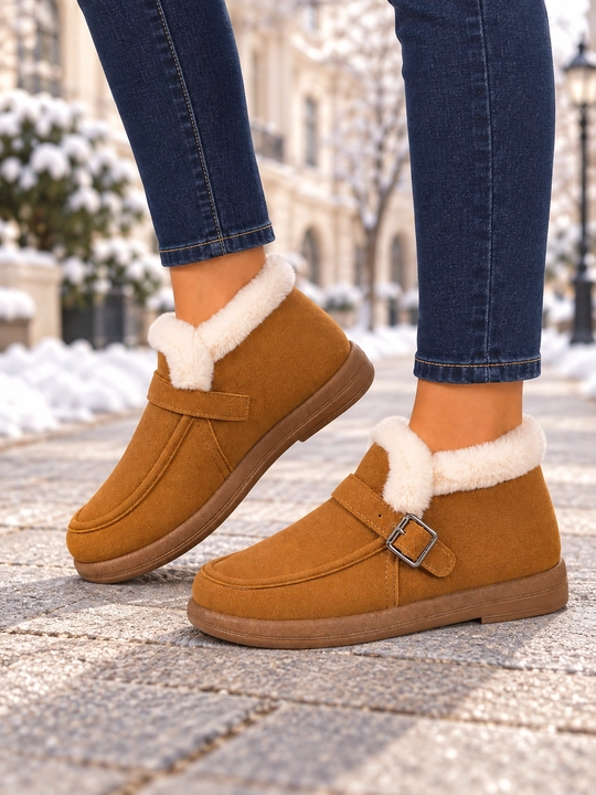 DISHER CozyBuckle ayollar issiq botinkalari, mo‘ynali 36–41 o'lcham