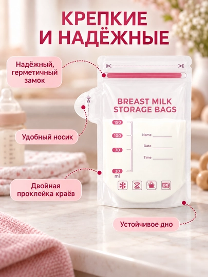 Ona sutini saqlash va muzlatish uchun qoplar, 30 dona Hyper Martdan sizning oilangiz uchun