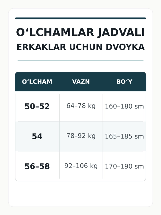 Erkaklar to‘plami, dvoyka, kundalik kiyim, bahor-kuz, sidirg‘a