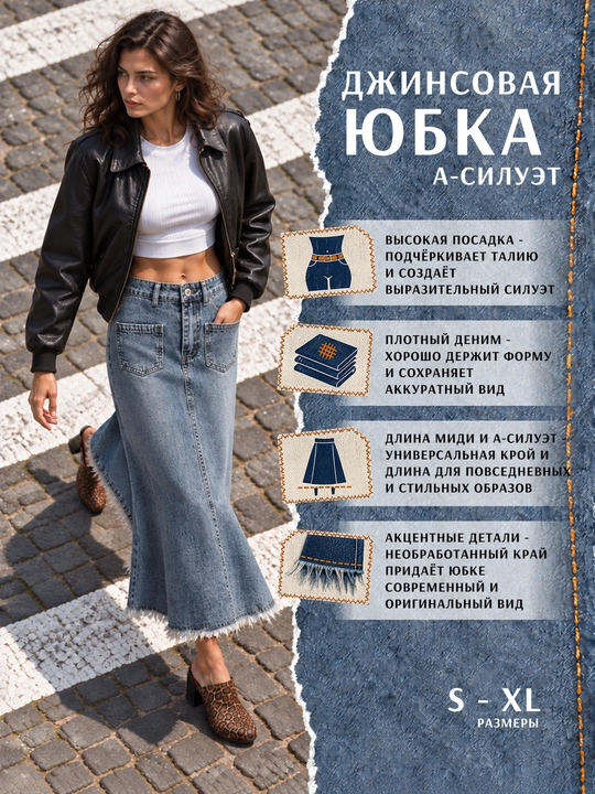 Jinsi midi yubka, ayollar uchun jinsi yubka, kundalik yubka - 