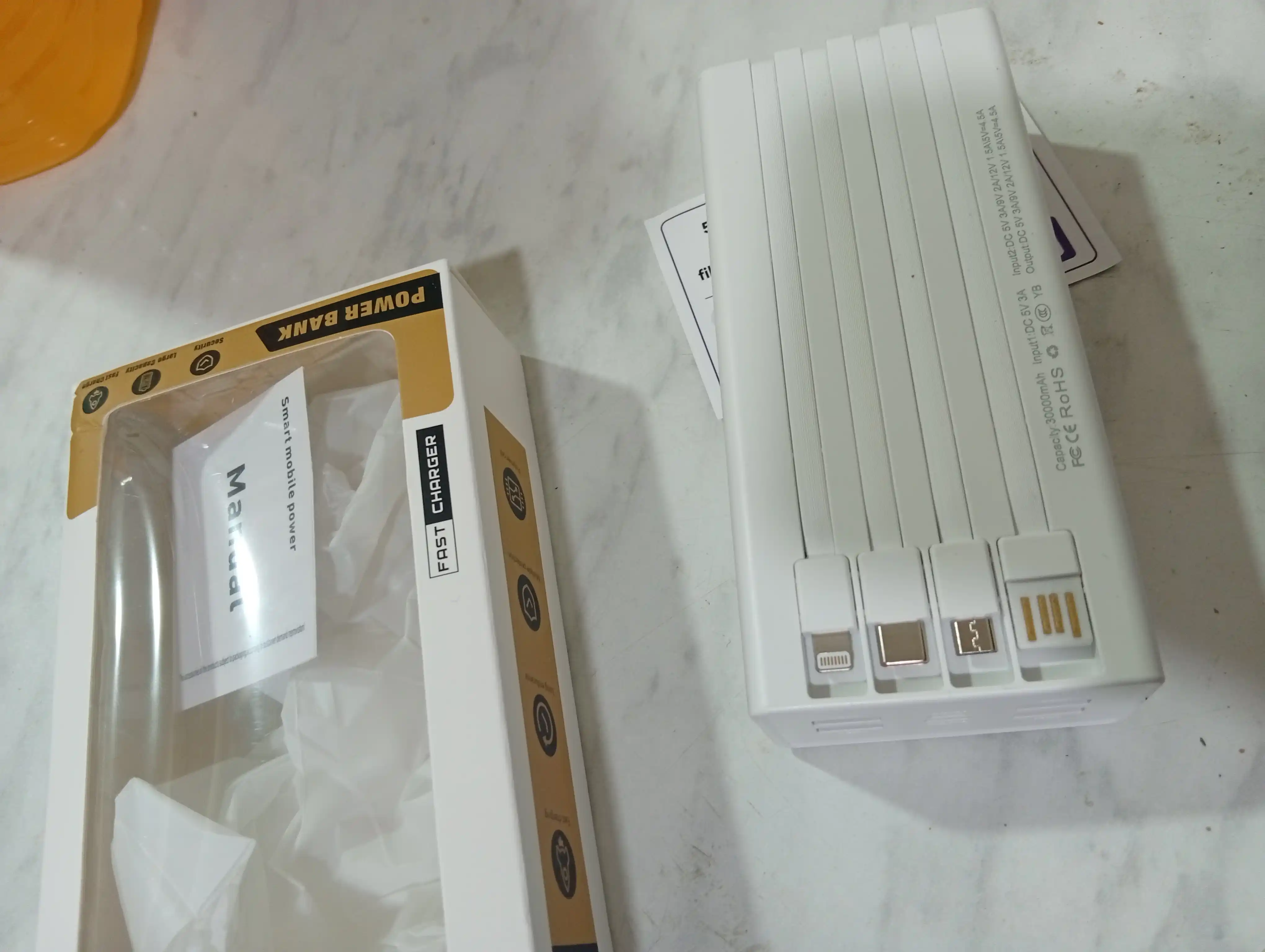 Power Bank 20000mA 66-22.5W tezkor quvvat bilan tashqi akkumulyatori, +4 kabel bilan