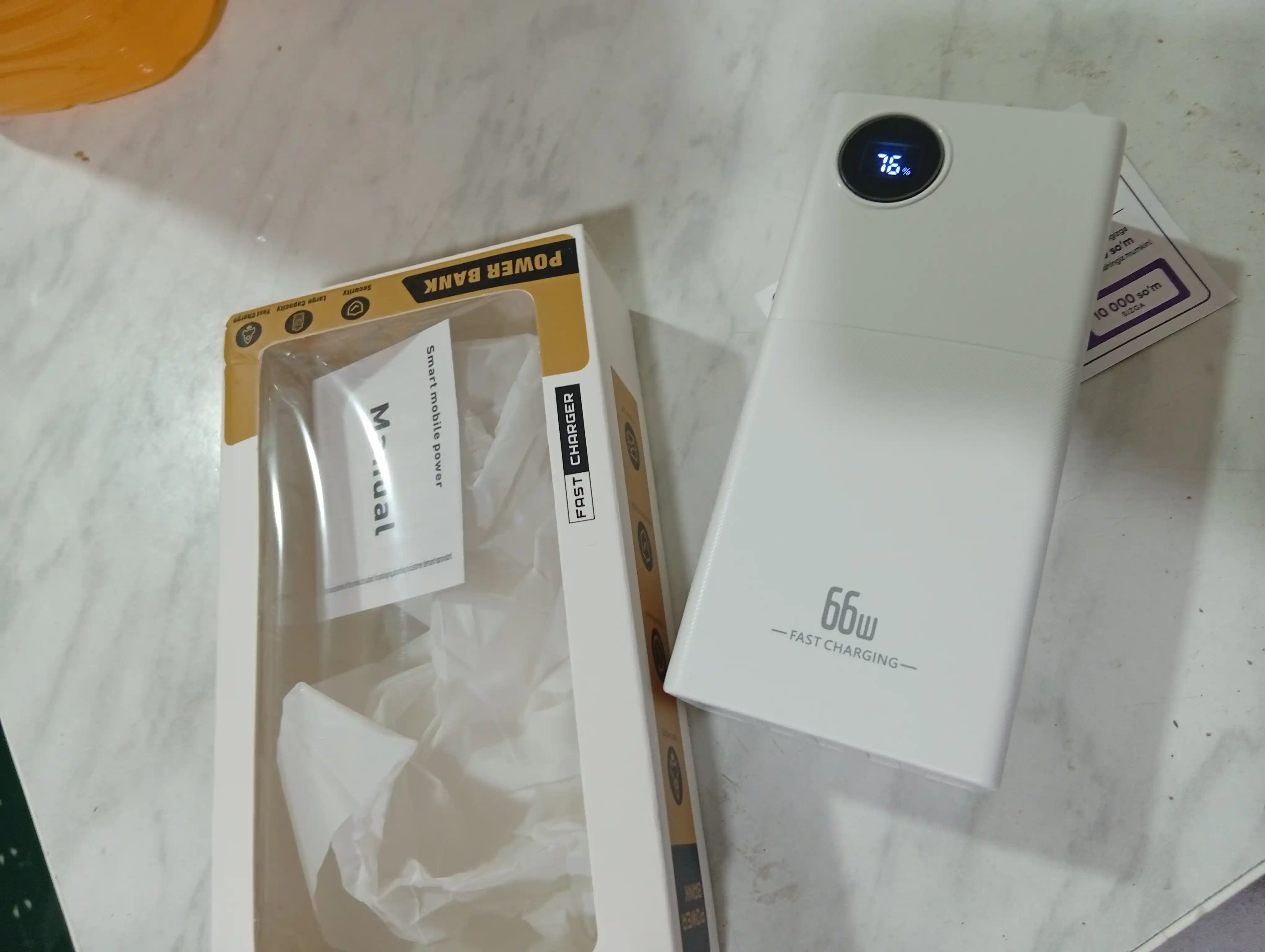 Power Bank 20000mA 66-22.5W tezkor quvvat bilan tashqi akkumulyatori, +4 kabel bilan