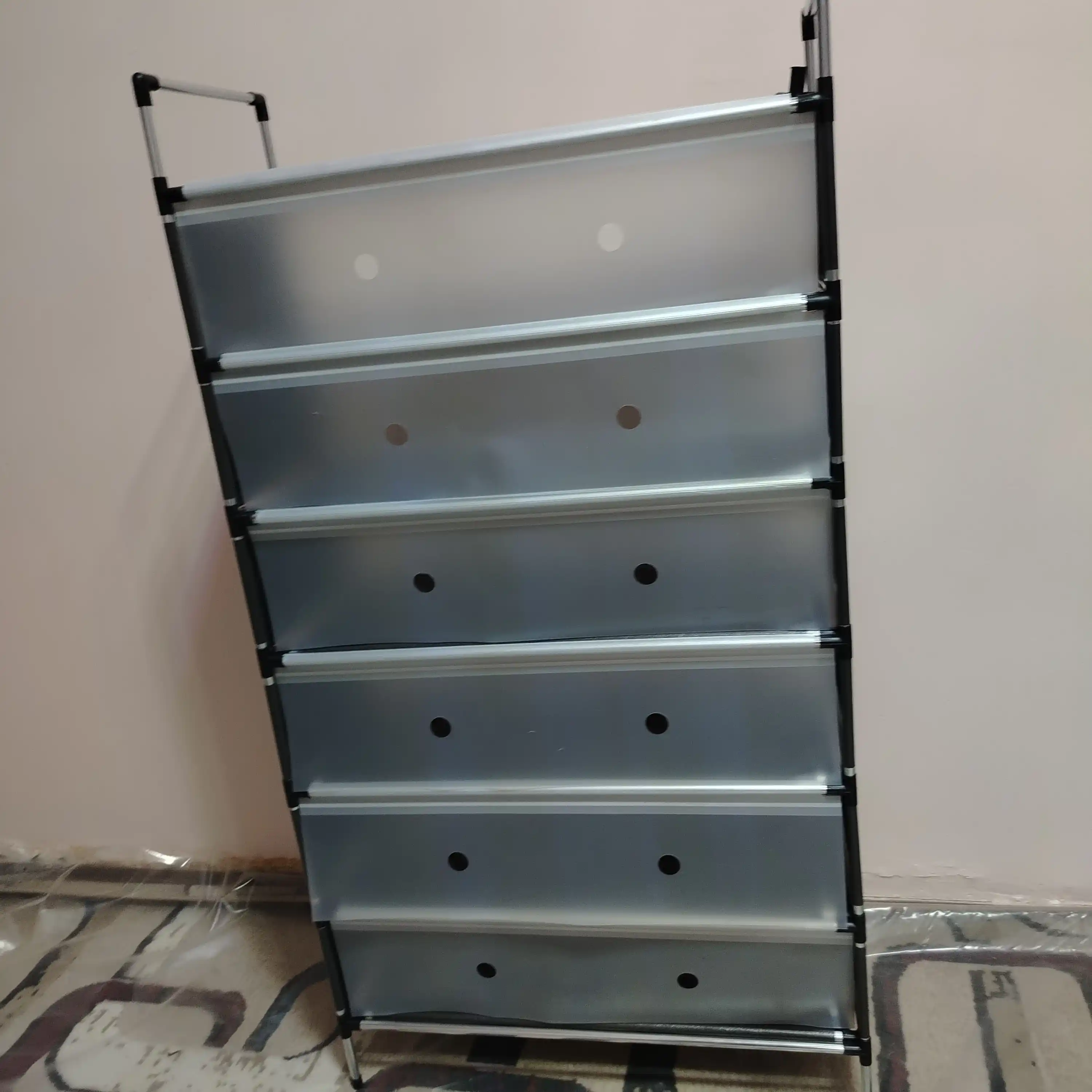 Обувной шкаф, 7 ярусов, металлический каркас, тканевый стеллаж, 63 × 28 × 128 см
