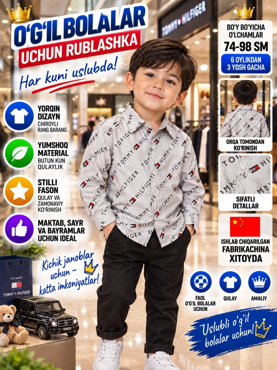 O'g'il bolalar uchun uzun yengli ko'ylak - 
