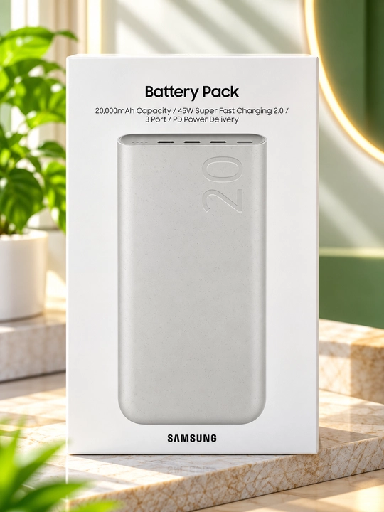 Samsung 20 000 mAh Power Bank — 25W/45W quvvat Super tezkor zaryadlash+type-c kabel