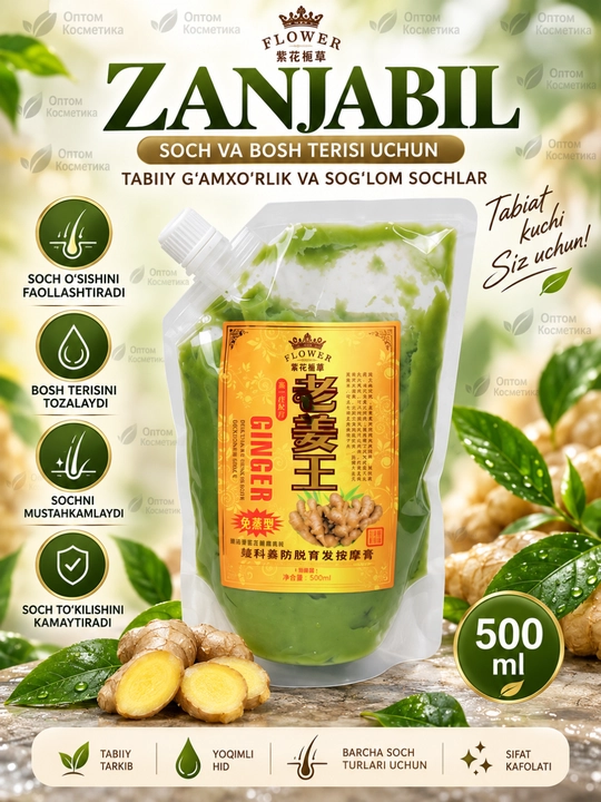 IMBIR soch o'sishi va to'kilishini oldini olish uchun, zanjabil balzam, Old Ginger 500 ml