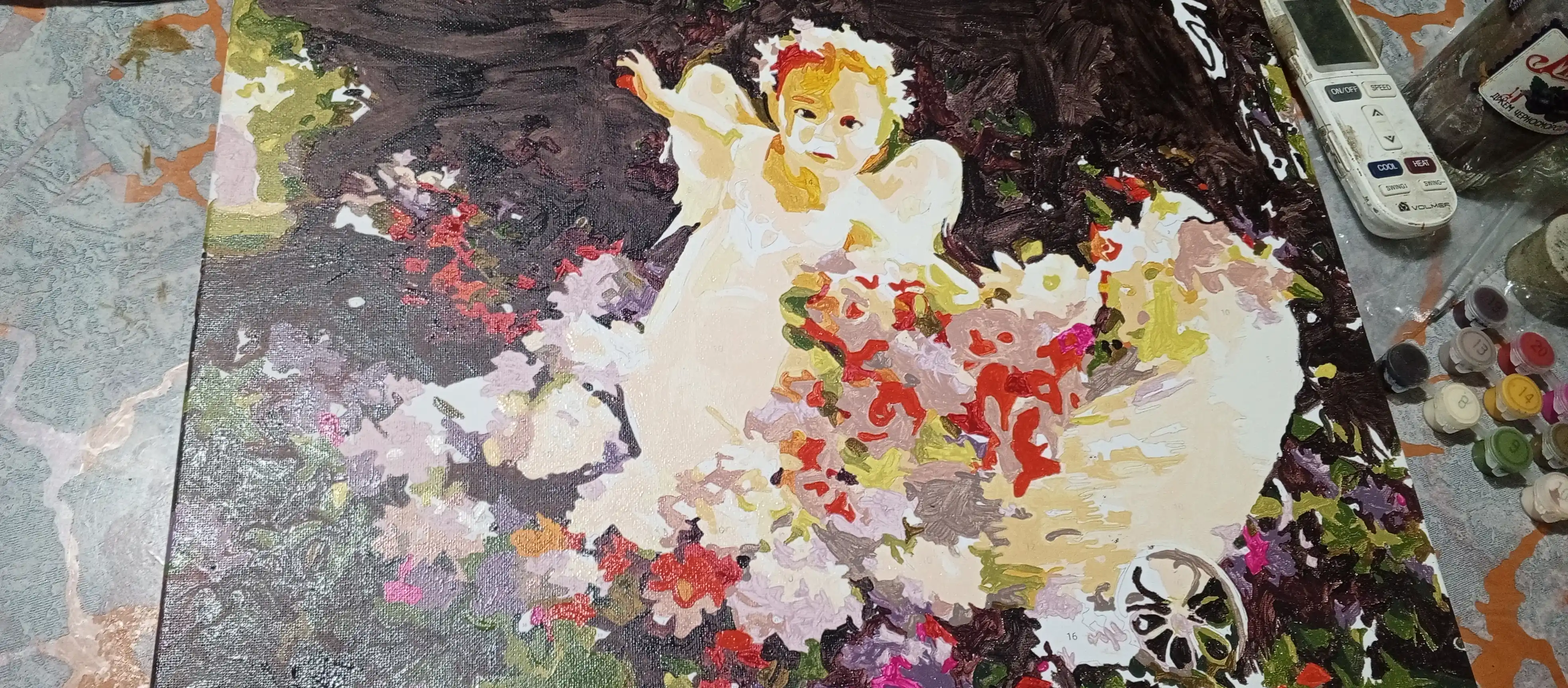 Raqamlar bo'yicha rasm 40x50, podramnikdagi chizish to'plami, rangtasvir, YCGJ31110