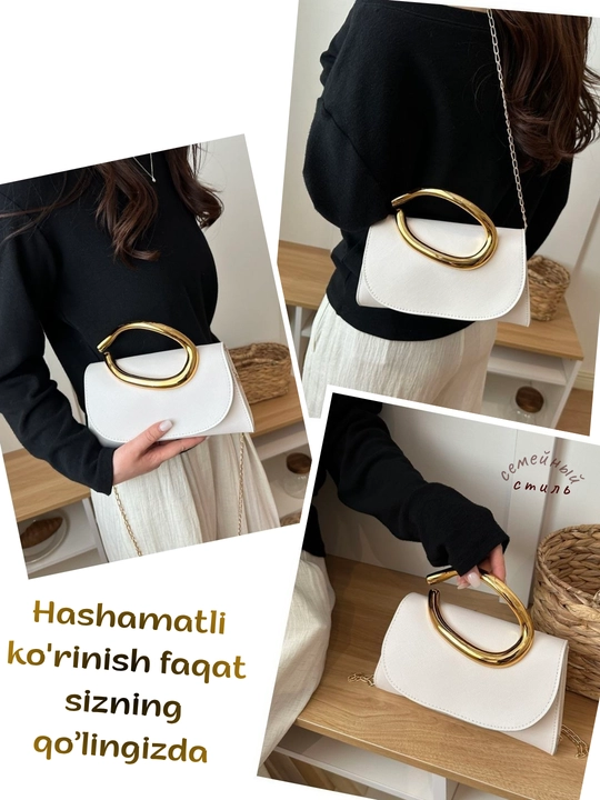 Ayollar uchun yelka usti aksessuarli klatch sumka, halqa-dastakli mini sumkacha,kross-bodi