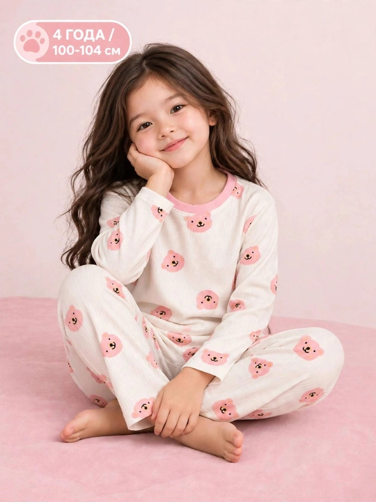 Пижама детская для девочки, ХБ без начеса, 4-6 лет, комплект кофта + штаны