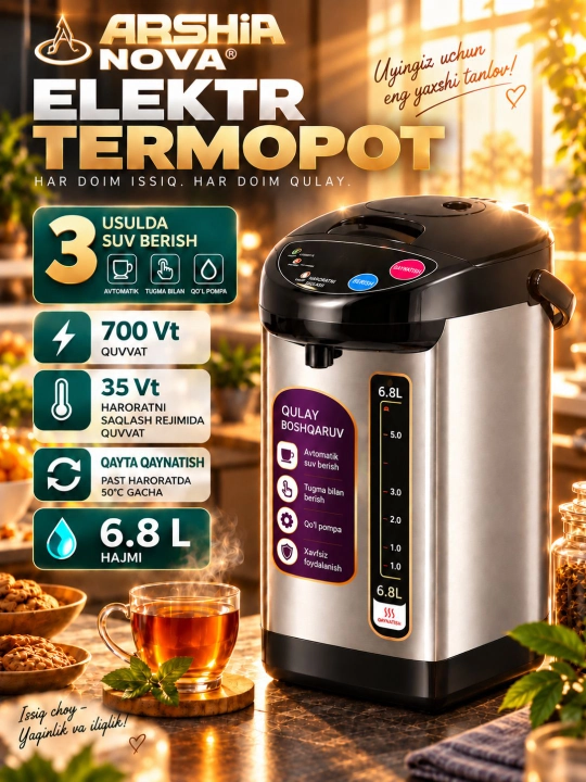 Termopot 6.8 litr, elektr termos - 