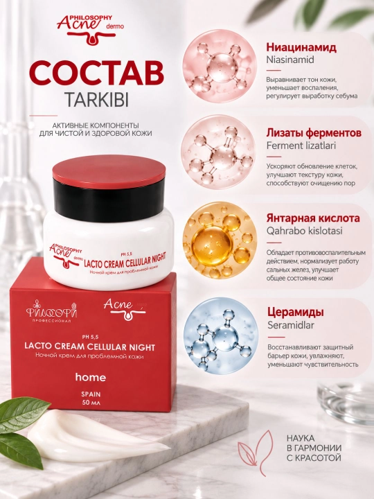 Lacto Cream Night - Ночной крем для проблемной кожи