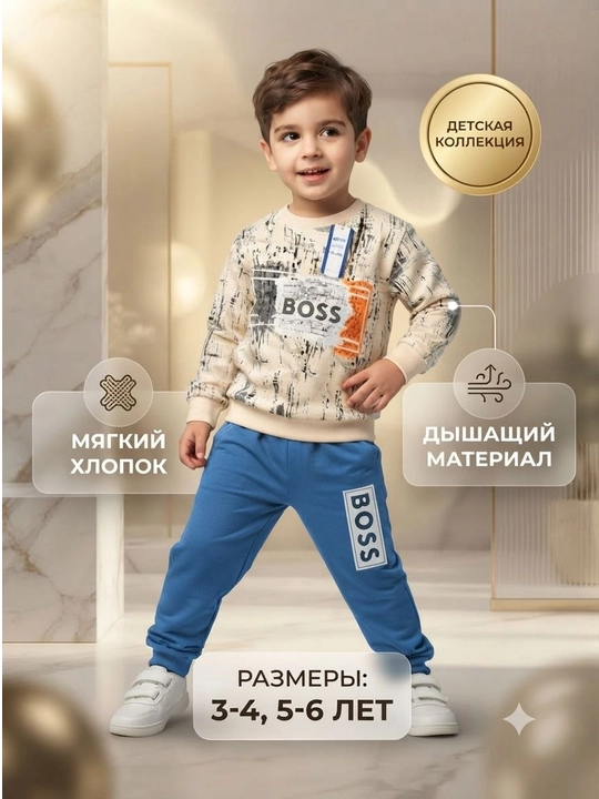 Детский костюм для мальчика, 100% хлопок - 