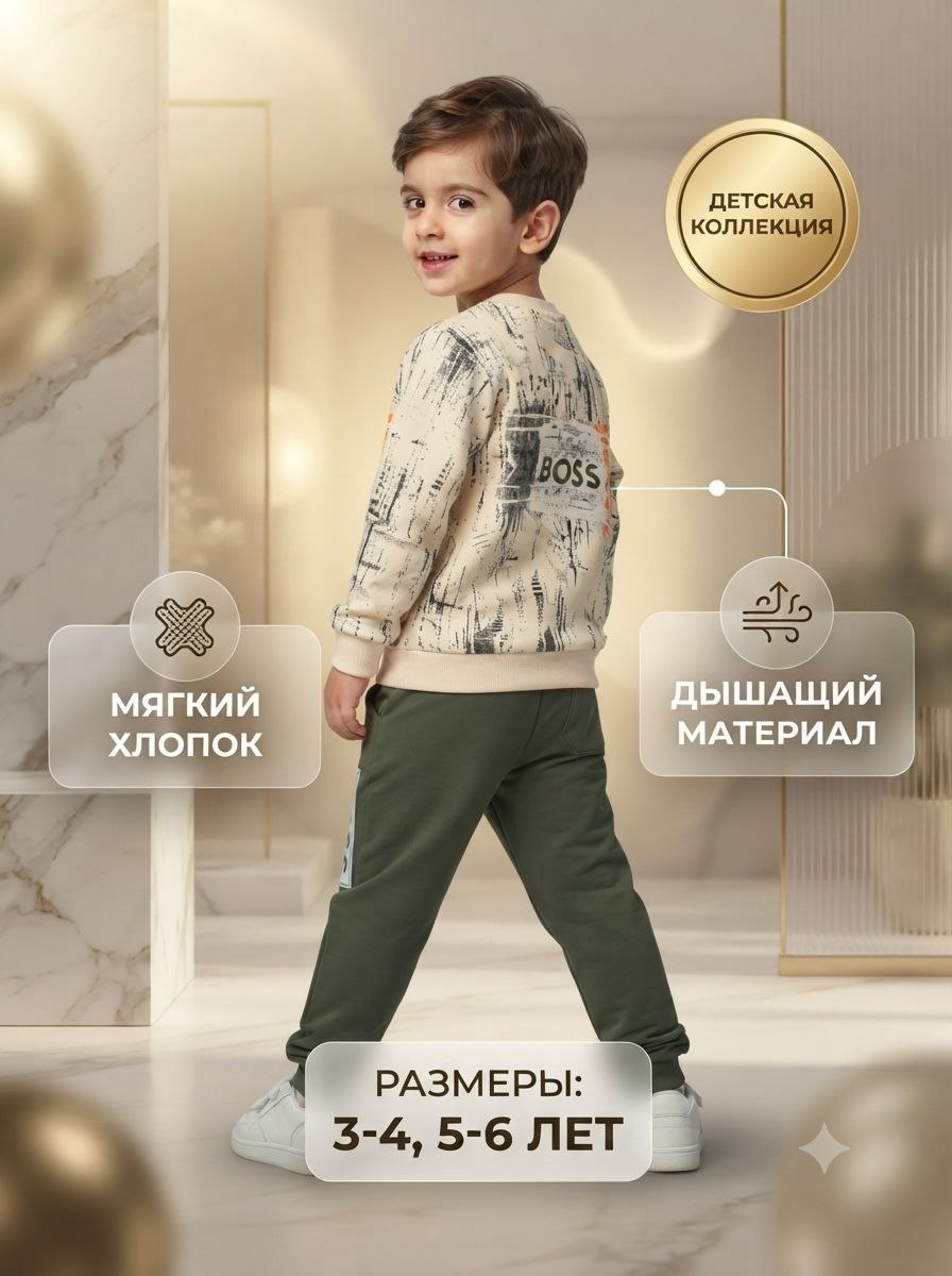 Детский костюм для мальчика, 100% хлопок