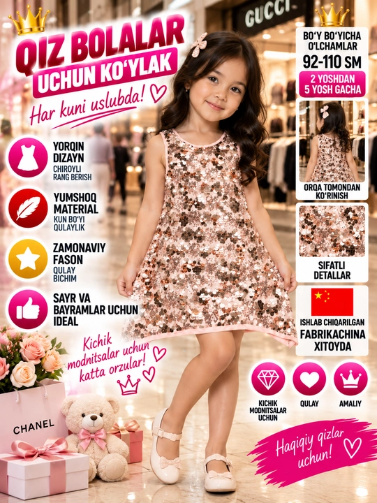 Qizlar uchun oqlangan ko'ylak - 