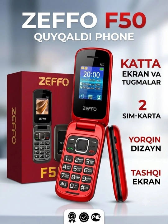 Zeffo F50, телефон раскладушка, кнопочный телефон, 2 SIM, телефон с большим экраном
