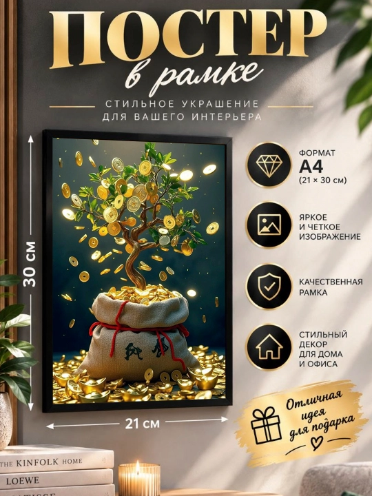 "Pul motivatsiyasi" ramkali poster A4 formati - 