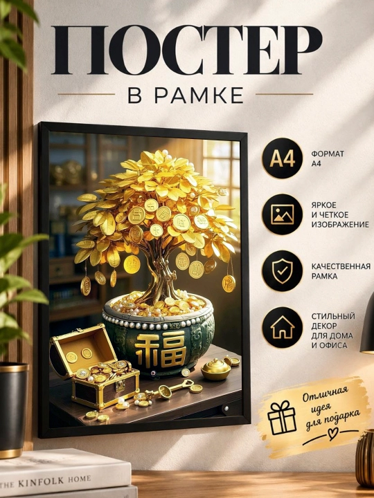 Постер в рамке "Мотивация деньги" Формат А4 - 