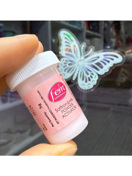 Fem Saffron & Milk yuz va qosh tuklarini oqartiruvchi krem, 8 g va 40 gr