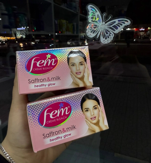 Fem Saffron & Milk yuz va qosh tuklarini oqartiruvchi krem, 8 g va 40 gr