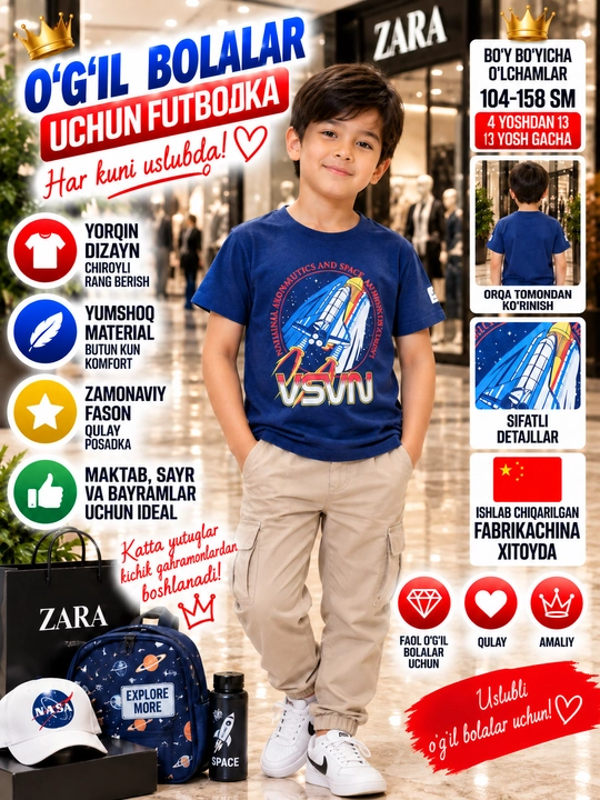 O'g'il bolalar uchun futbolka - 