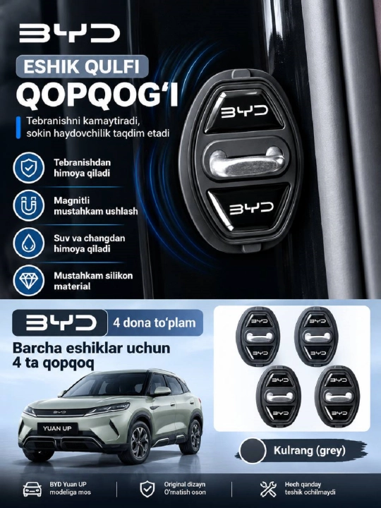 Avtomobil eshik qulfi uchun zarbadan himoyalovchi qopqoq - 