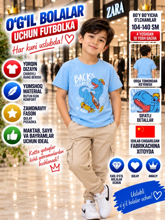 O'g'il bolalar uchun futbolka - 