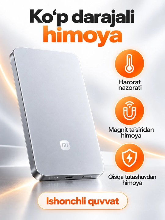 Xiaomi 5000 mA·soat tashqi akkumulyator — telefon uchun ixcham Power Bank