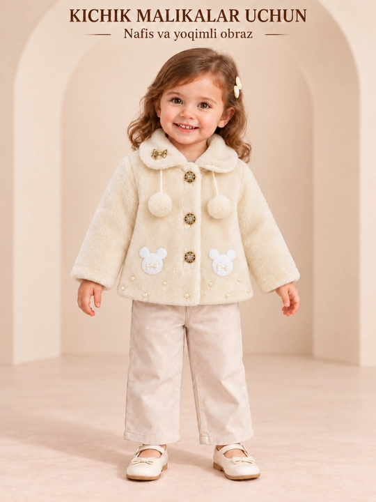 Kuz va qish mavsumlari uchun qizlar uchun yengil, yumshoq palto, jaket