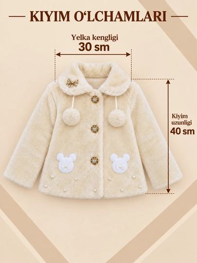 Kuz va qish mavsumlari uchun qizlar uchun yengil, yumshoq palto, jaket